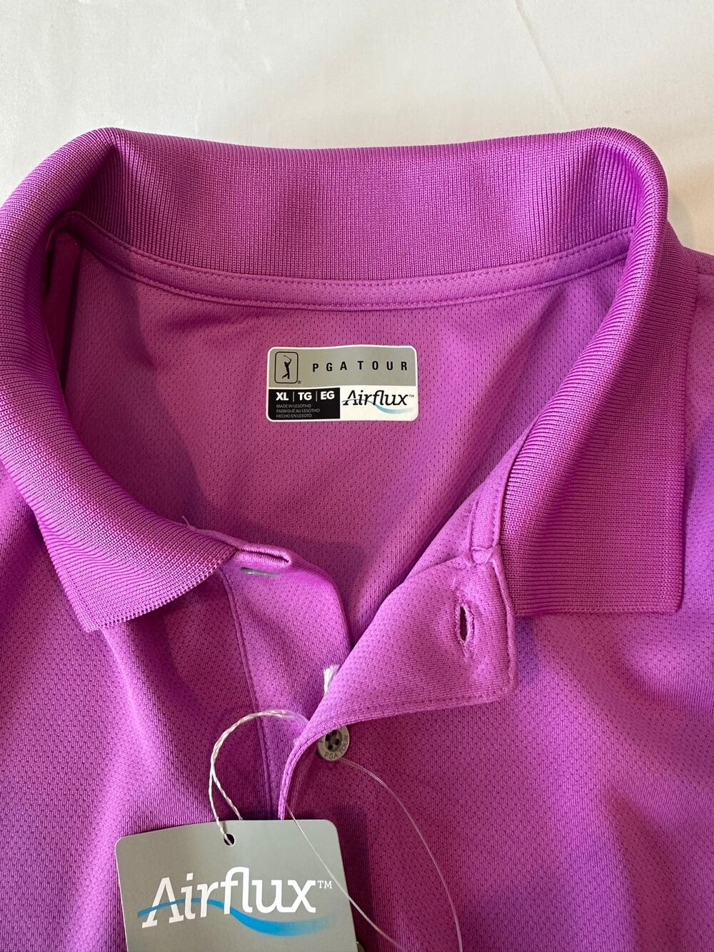 NWT PGA Tour Airflux Golf Polo Shirt Mens XL Purple Ventilated Short Sleeve Top
